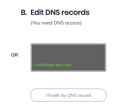 Choose DNS Verification Choose DNS Verification
