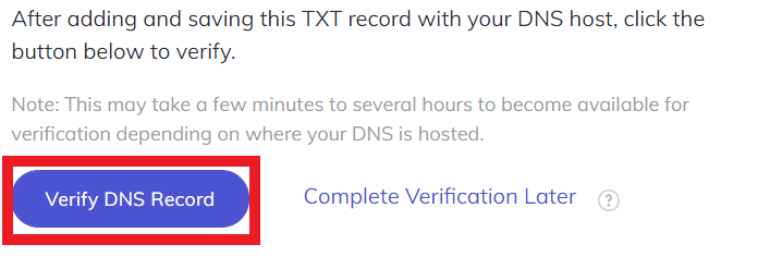 Verify DNS Record Verify DNS Record